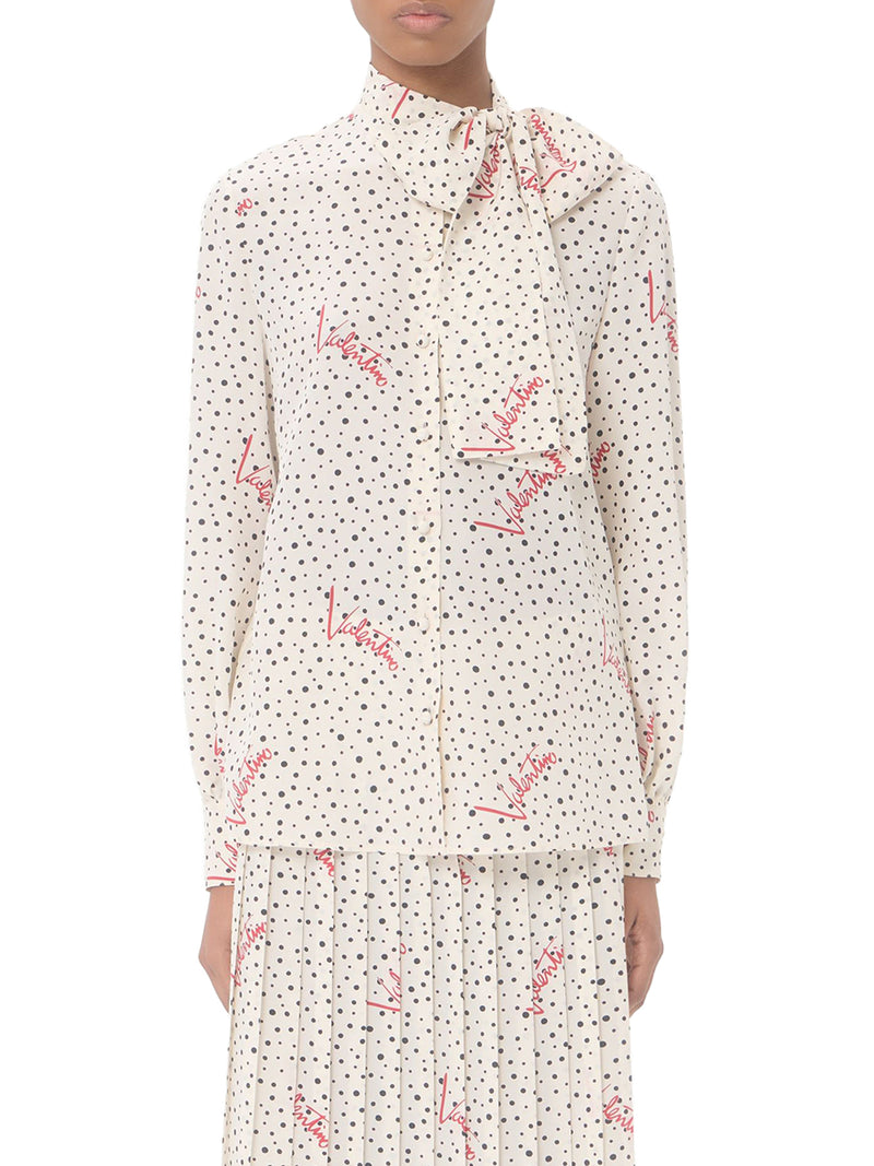 CREPE DE CHINE SHIRT WITH BUBBLES AND POLKA DOT