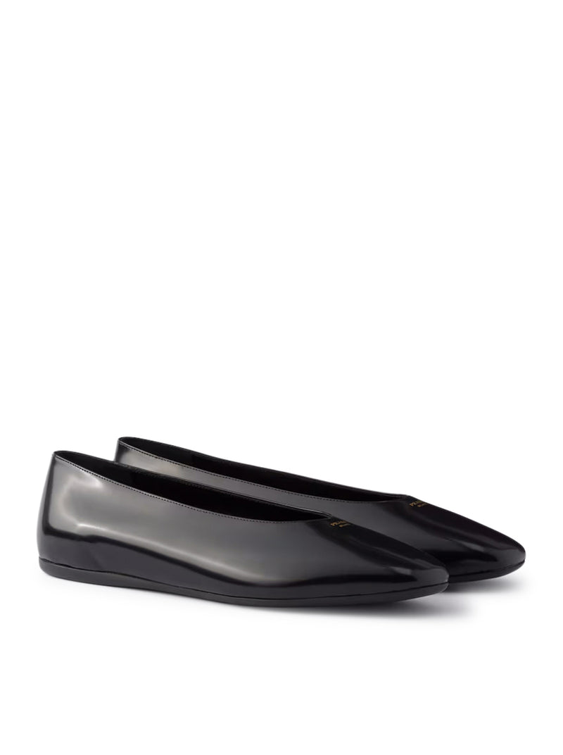 BRUSHED LEATHER BALLERINAS