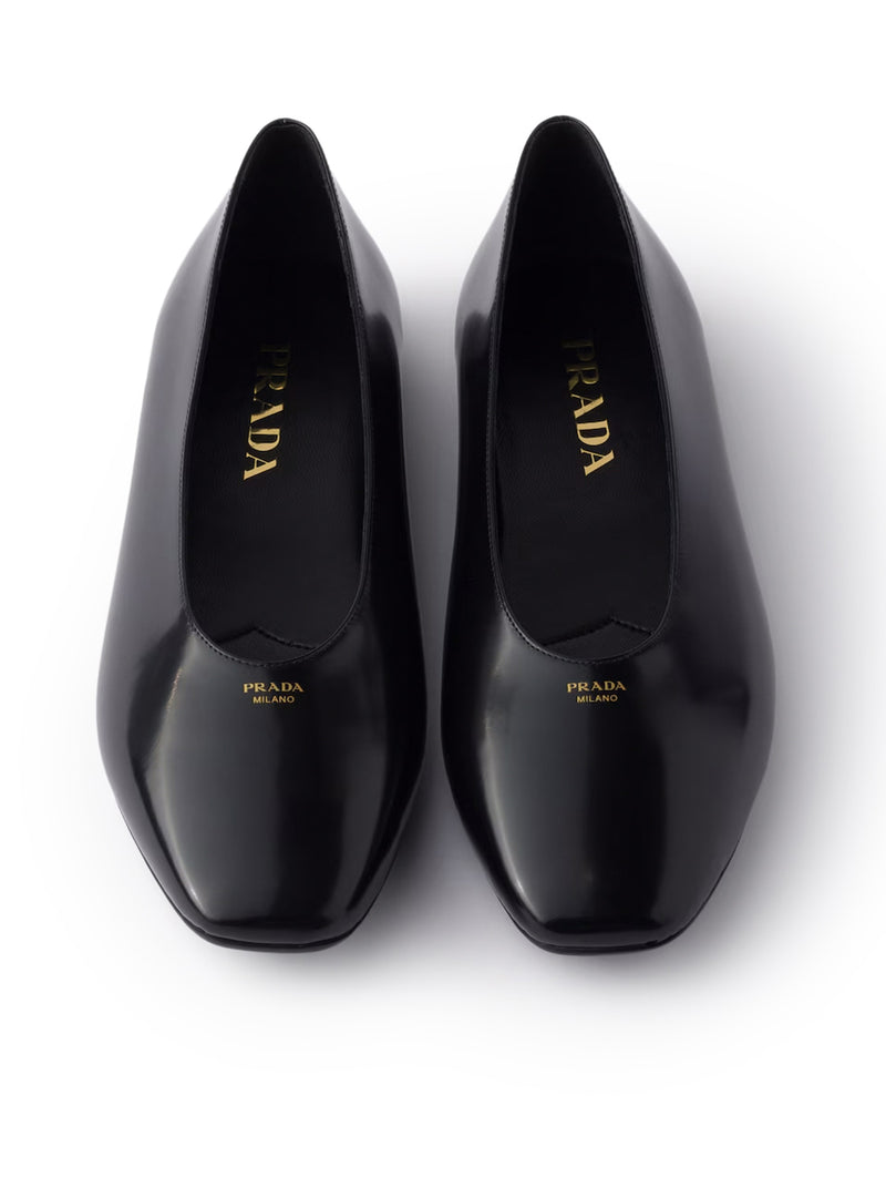 BRUSHED LEATHER BALLERINAS