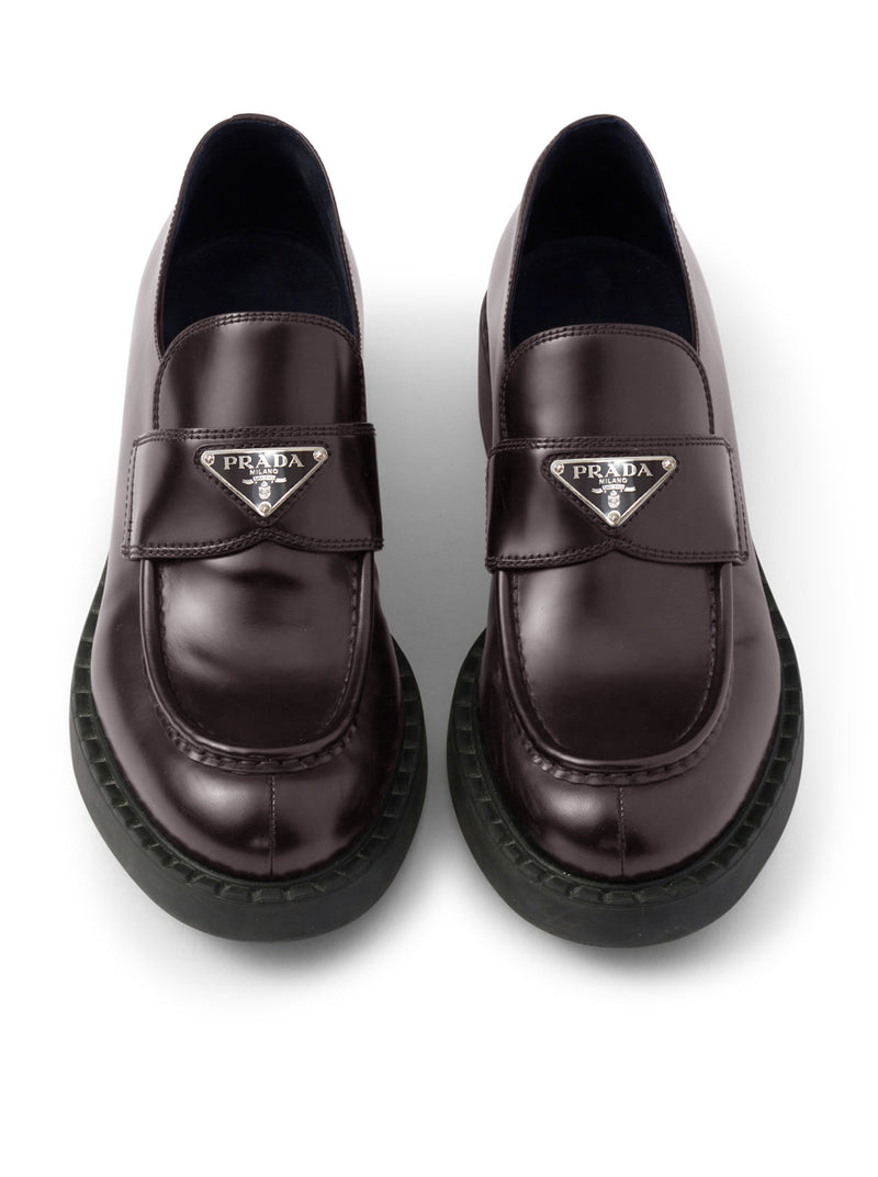 CHOCOLATE BRUSHED LEATHER LOAFERS