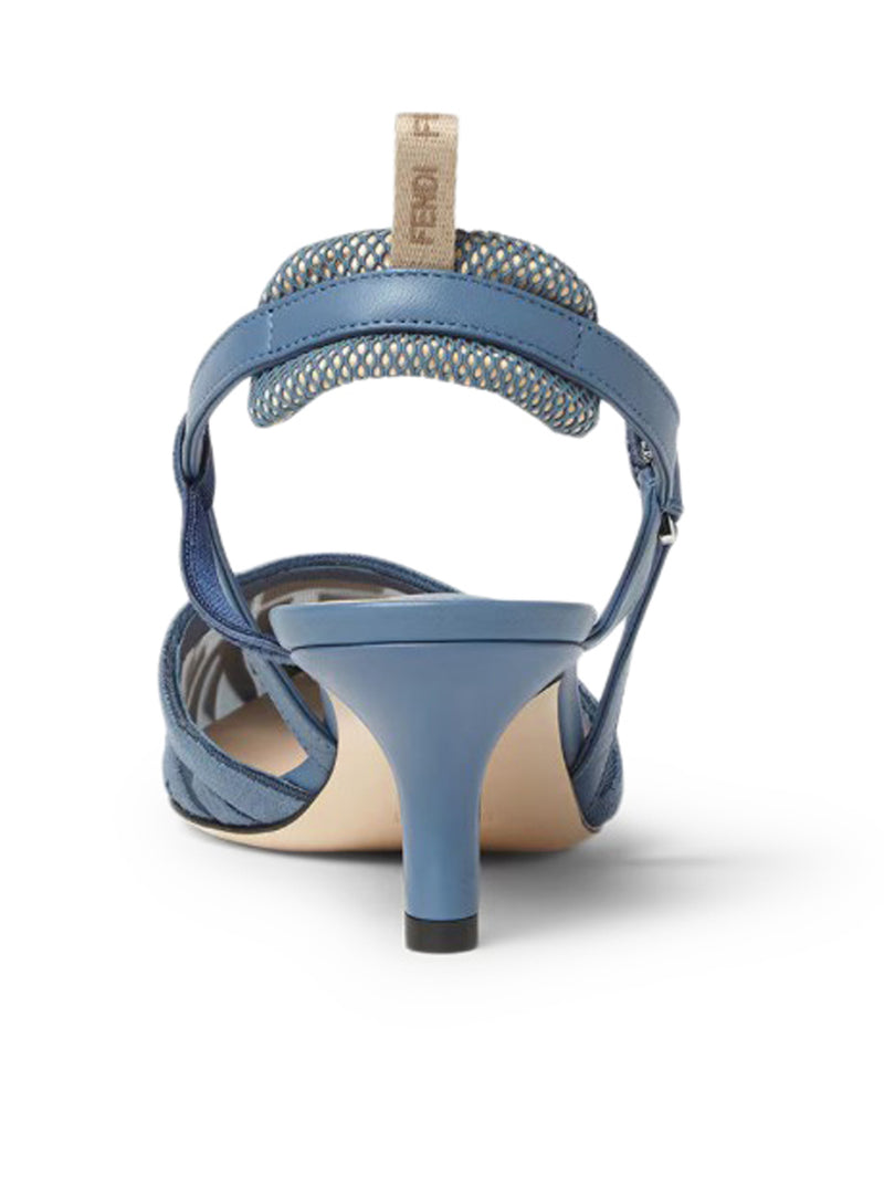COLIBRÌ LITE SLINGBACK WITH MEDIUM HEEL IN MESH WITH FF EMBROIDERY IN BLUE
