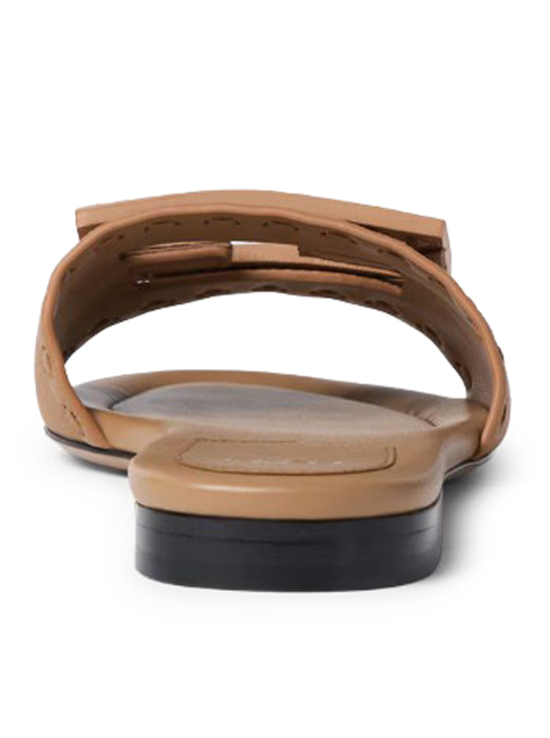 LIGHT BROWN LEATHER BAGUETTE SLIDE