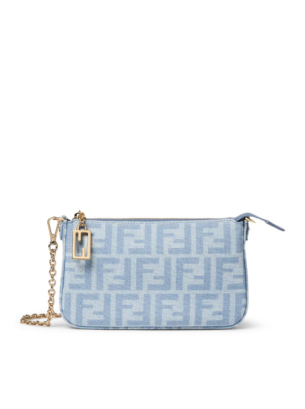 FF DENIM BAGUETTE POUCH LIGHT BLUE