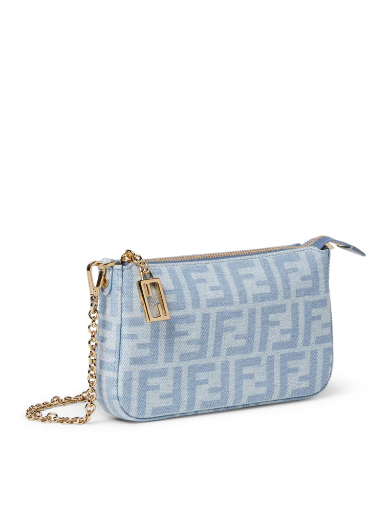 FF DENIM BAGUETTE POUCH LIGHT BLUE