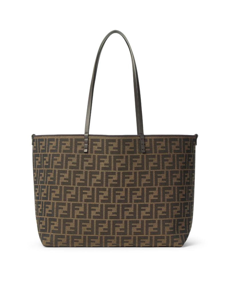 ROLL MEDIUM SHOPPER IN FF JACQUARD AND PEQUIN STRIPED FABRIC
