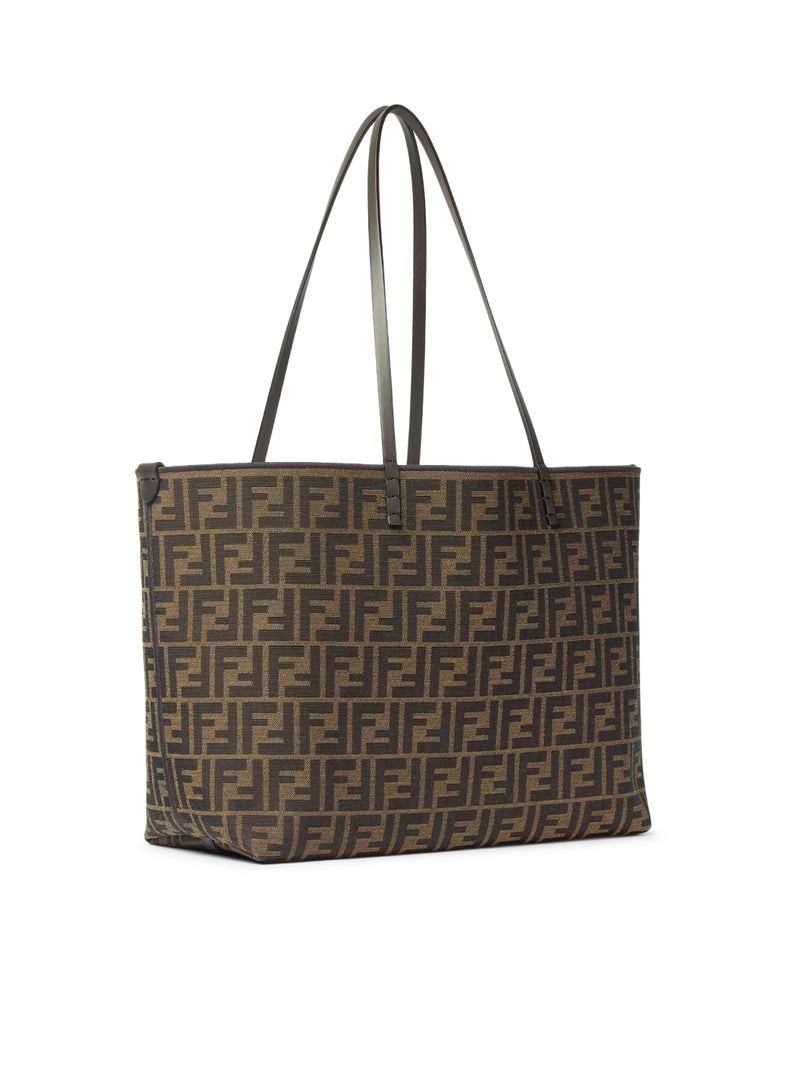 ROLL MEDIUM SHOPPER IN FF JACQUARD AND PEQUIN STRIPED FABRIC