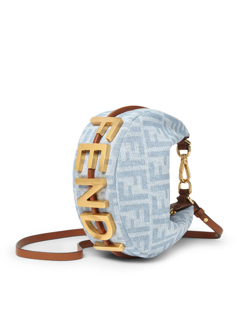 FENDIGRAPHY MINI BAG IN LIGHT BLUE FF DENIM
