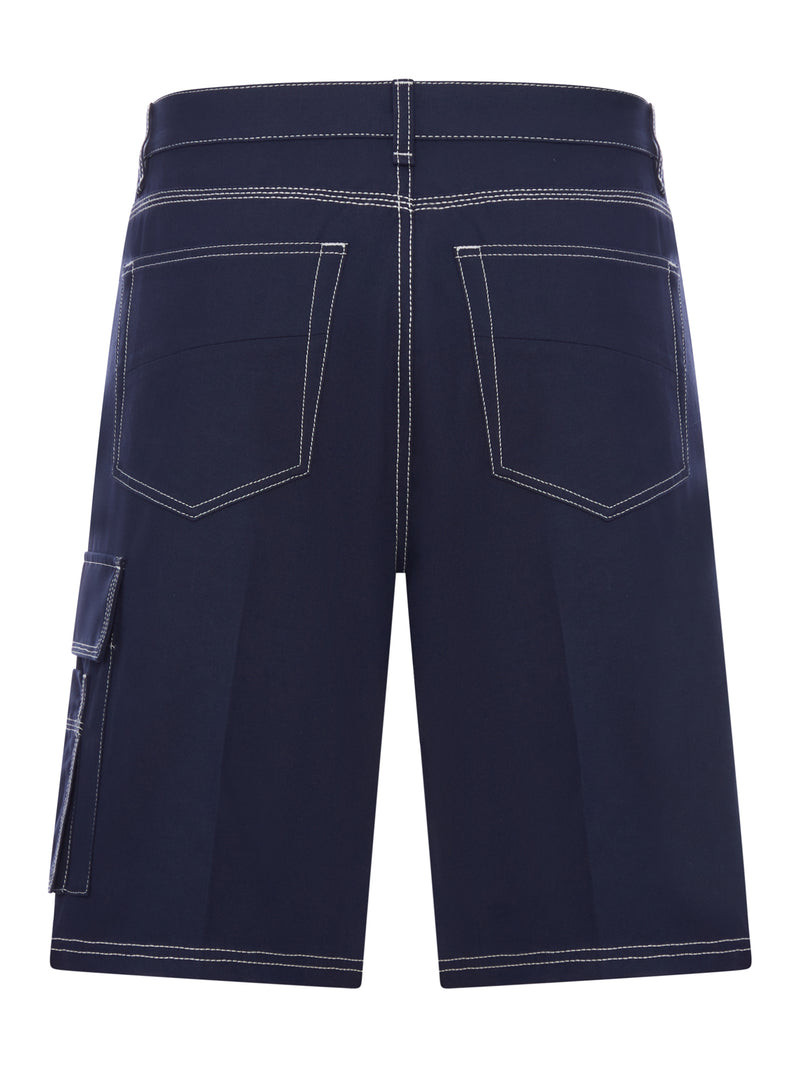 COTTON CANVAS CARGO BERMUDA SHORTS