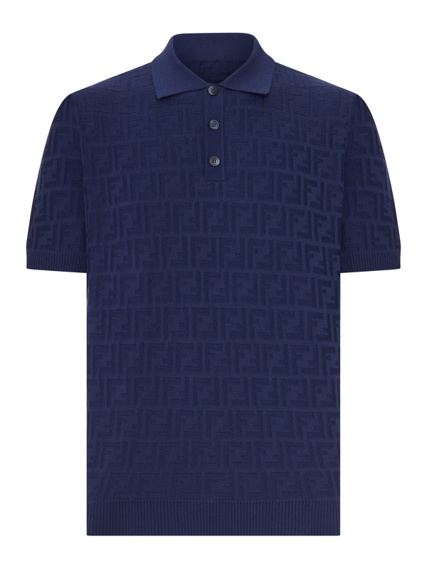 DARK BLUE TRICOT COTTON POLO SHIRT