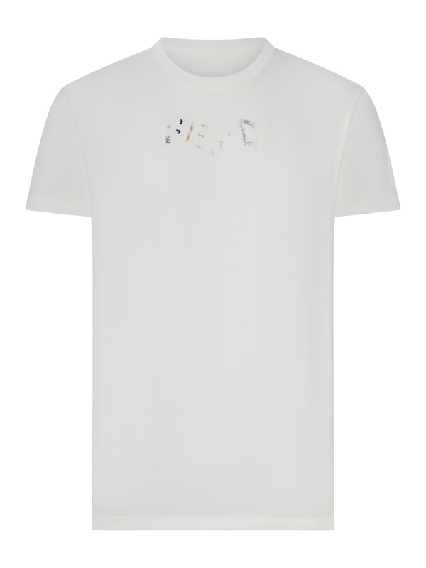 WHITE COTTON T-SHIRT WITH FRONT LOGO