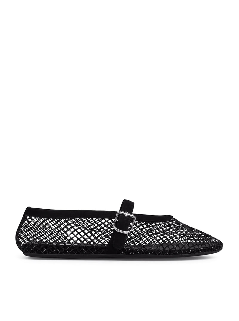 FLAT MESH BALLERINAS WITH RHINESTONE