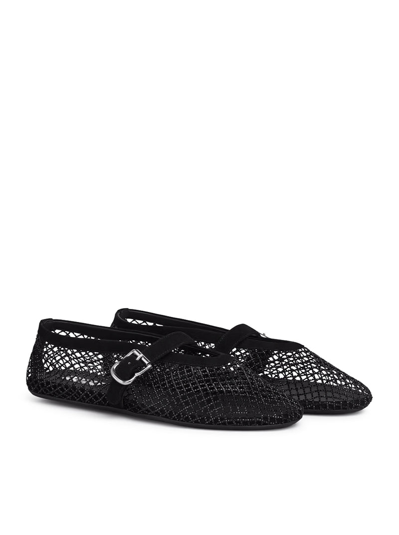 FLAT MESH BALLERINAS WITH RHINESTONE