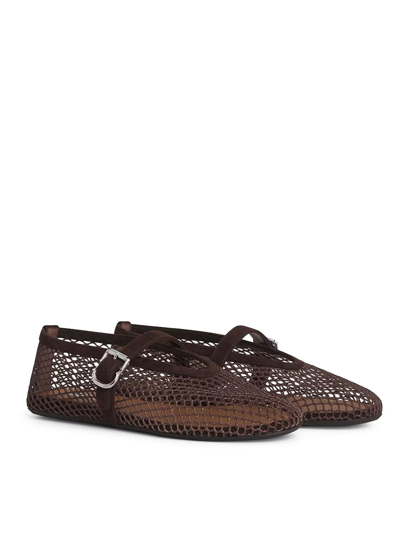 FLAT BALLERINAS IN MESH AND SUEDE