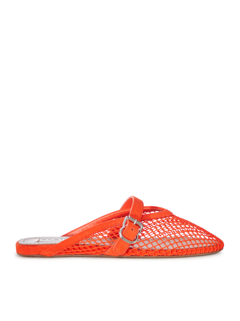 FLAT MULE IN MESH AND SUEDE