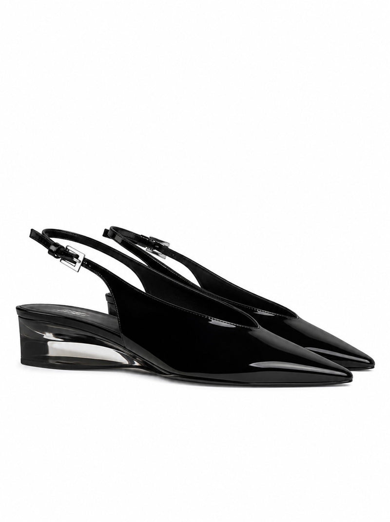 INVISIBLE WEDGE SLINGBACKS IN PATENT CALFSKIN