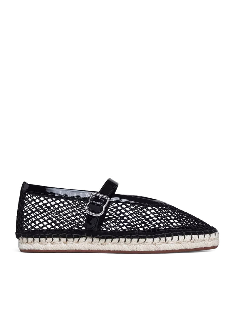 MESH AND PATENT LEATHER ESPADRILLES