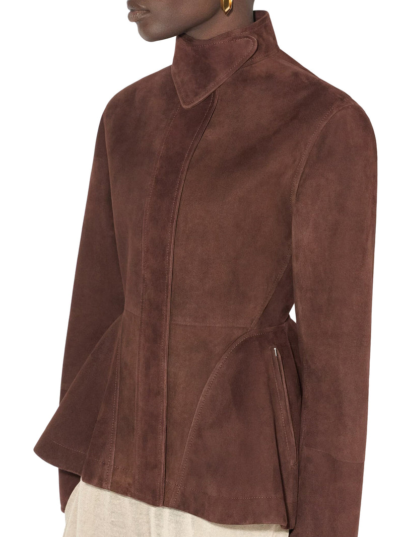 PEPLUM JACKET IN SUEDE GOATSKIN