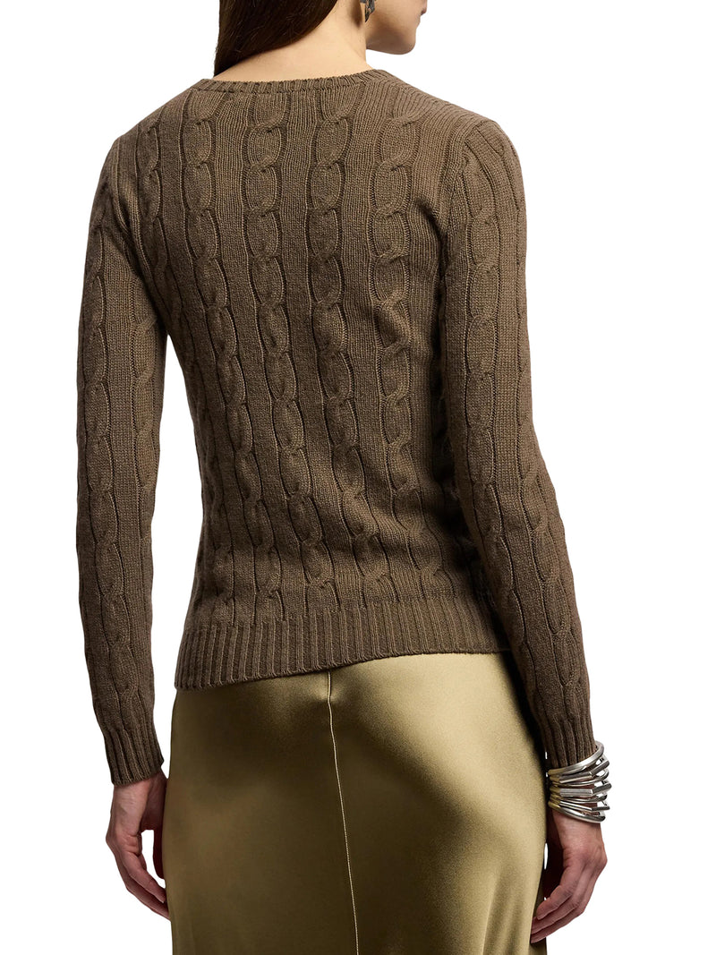 CREWNECK CASHMERE CABLE KNIT SWEATER