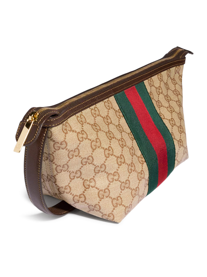 SMALL TOILETRY CASE GG WITH WEB RIBBON