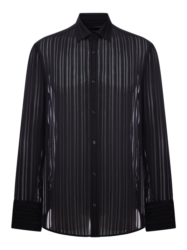 STRIPED SILK GAUZE SHIRT