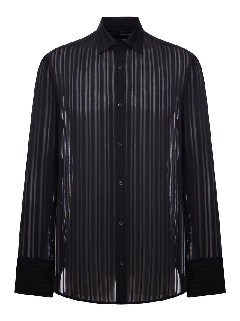 STRIPED SILK GAUZE SHIRT
