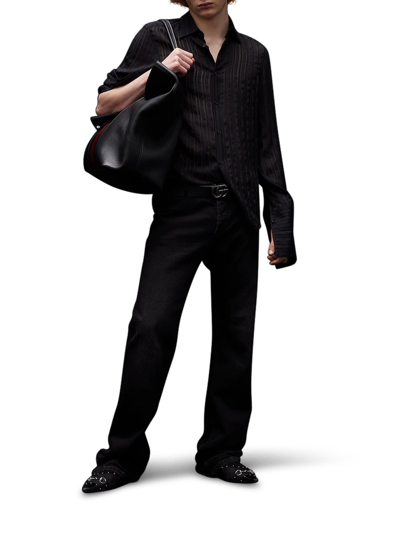 STRIPED SILK GAUZE SHIRT