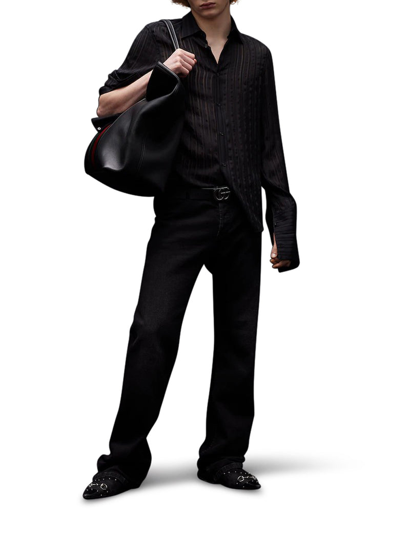 STRIPED SILK GAUZE SHIRT
