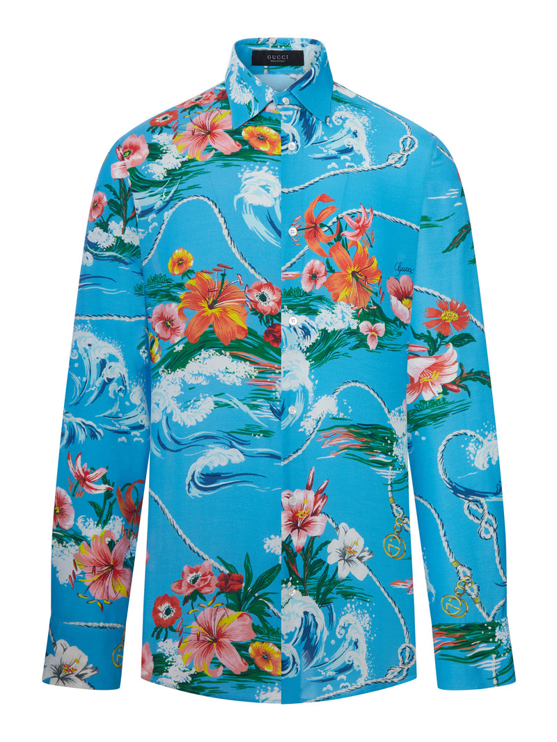 SHIRT IN FLUID PRINTED FABRIC