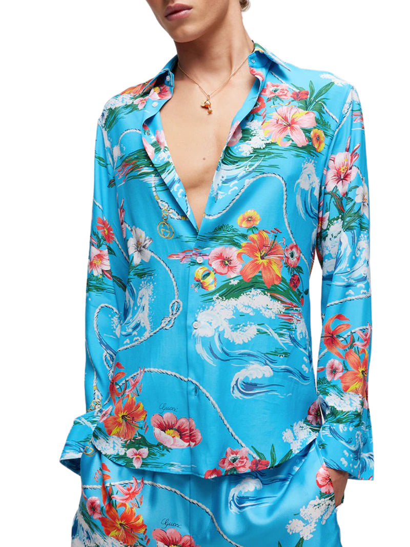 SHIRT IN FLUID PRINTED FABRIC