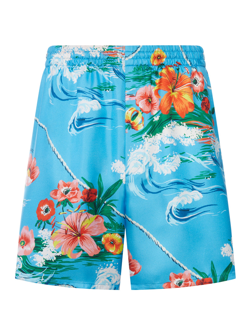 PRINTED SILK TWILL SHORTS