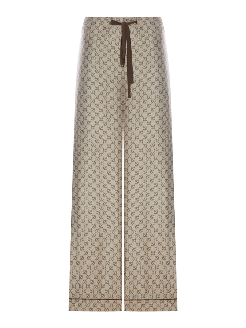 PRINTED SILK TWILL TROUSERS