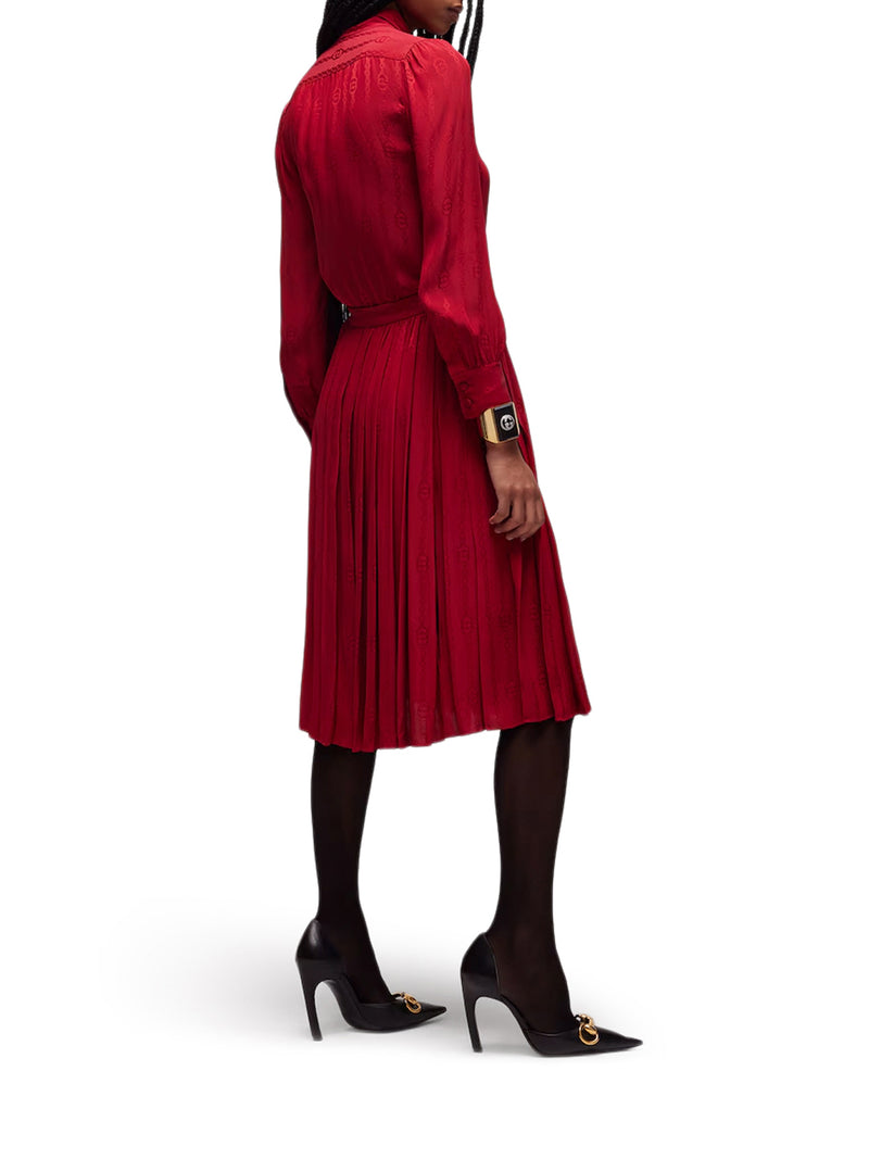 JACQUARD SILK MIDI SKIRT WITH GG CROSS CHAIN