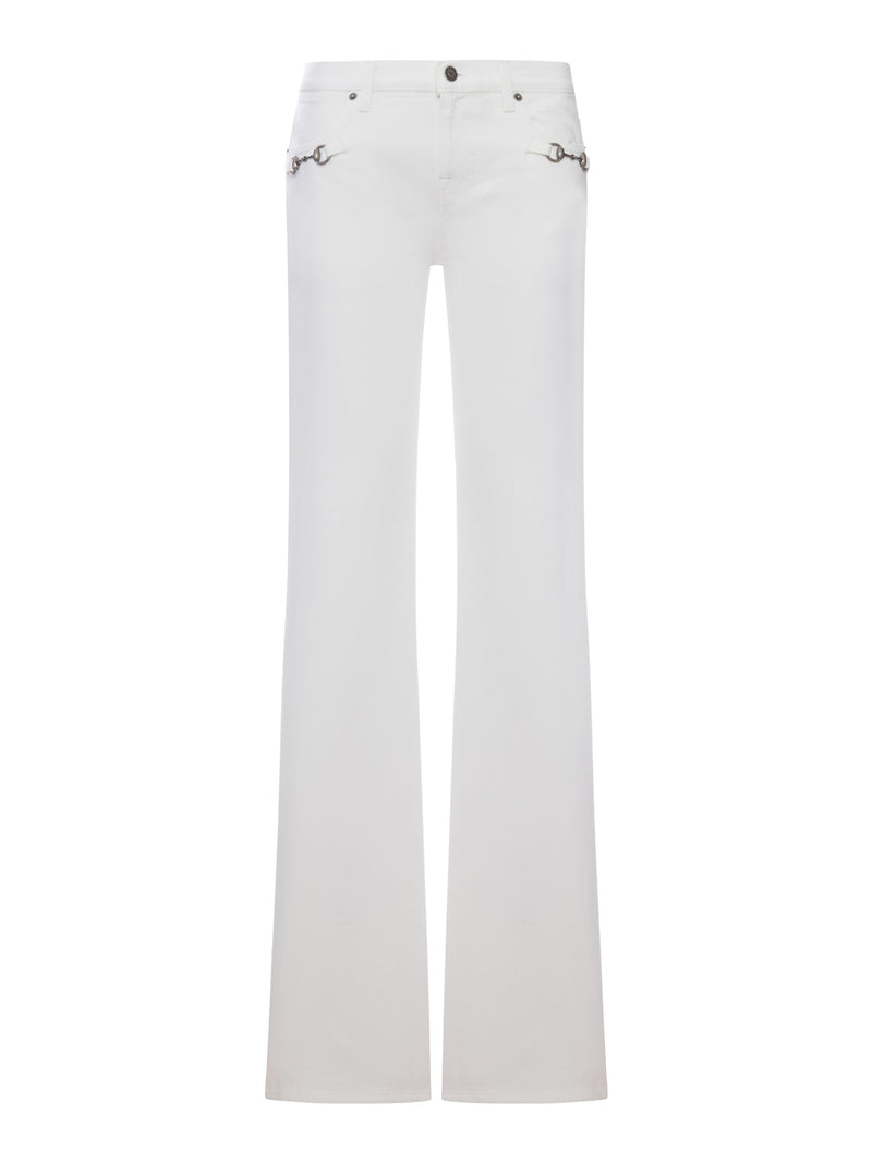 WHITE FLARE JEANS WITH CLAMPS