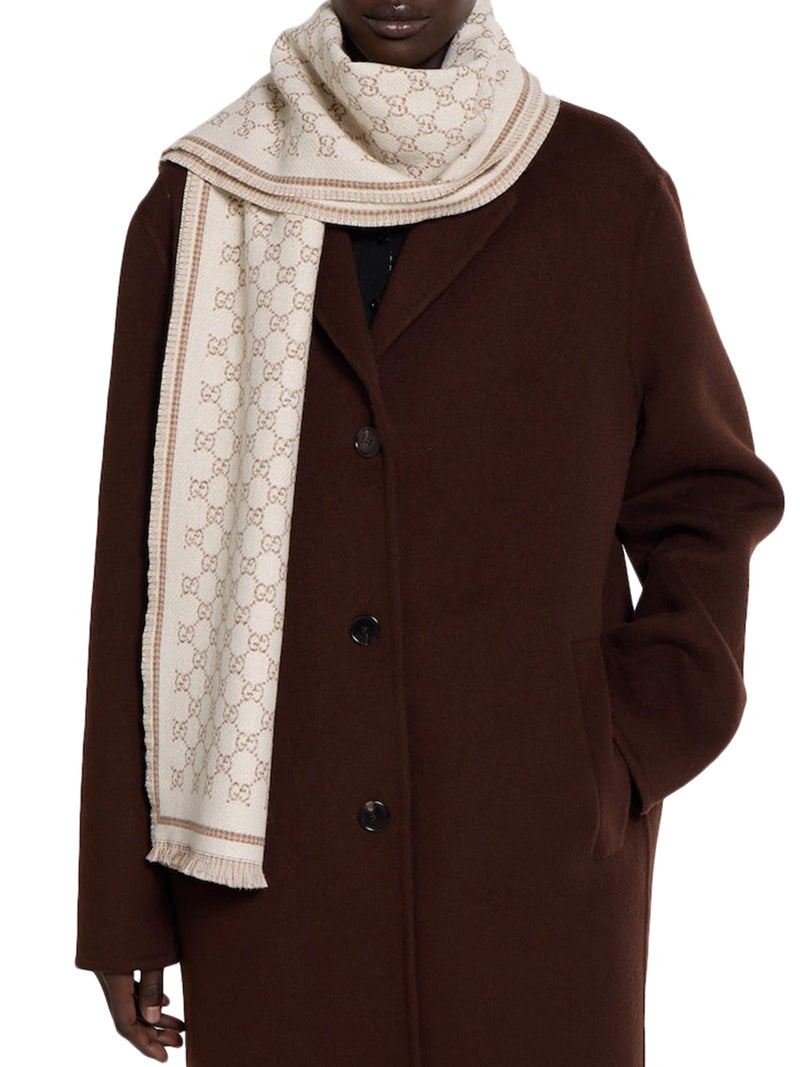 DOUBLE SIDE "GG" WOOL SCARF