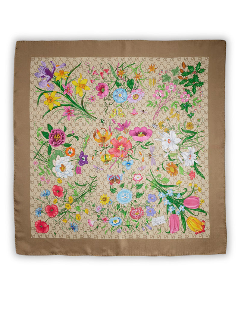 SILK TWILL SCARF WITH GG PRINT