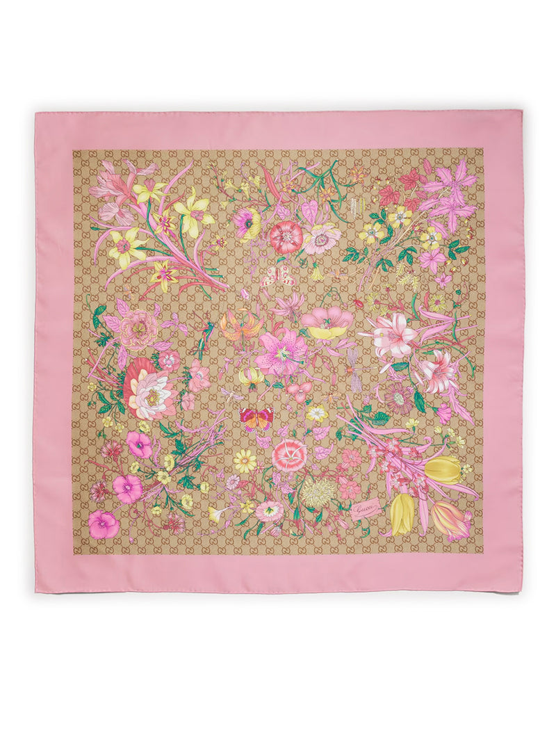SILK TWILL SCARF WITH GG PRINT