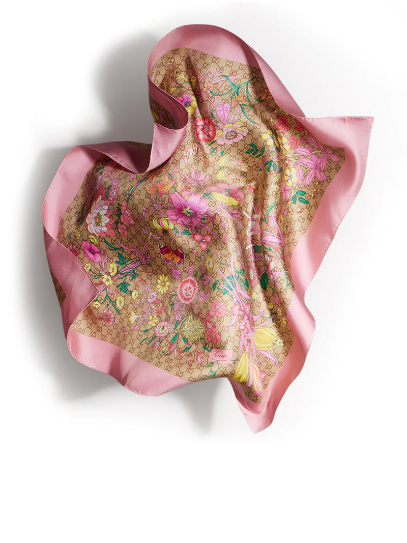 SILK TWILL SCARF WITH GG PRINT