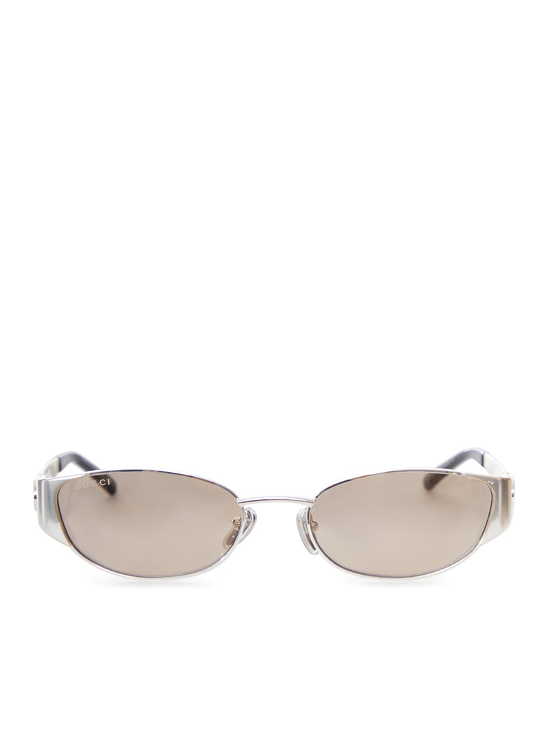 SILVER-TONE OVAL SUNGLASSES