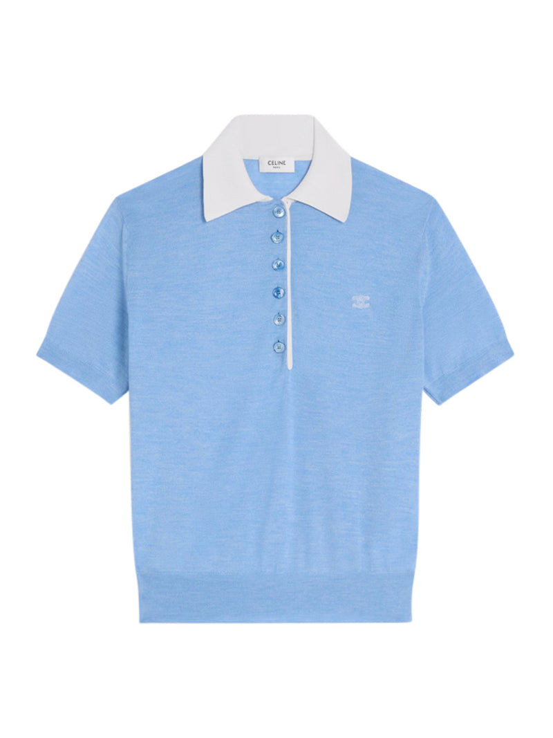 POLO-STYLE SWEATER IN THIN CASHMERE AND SILK
