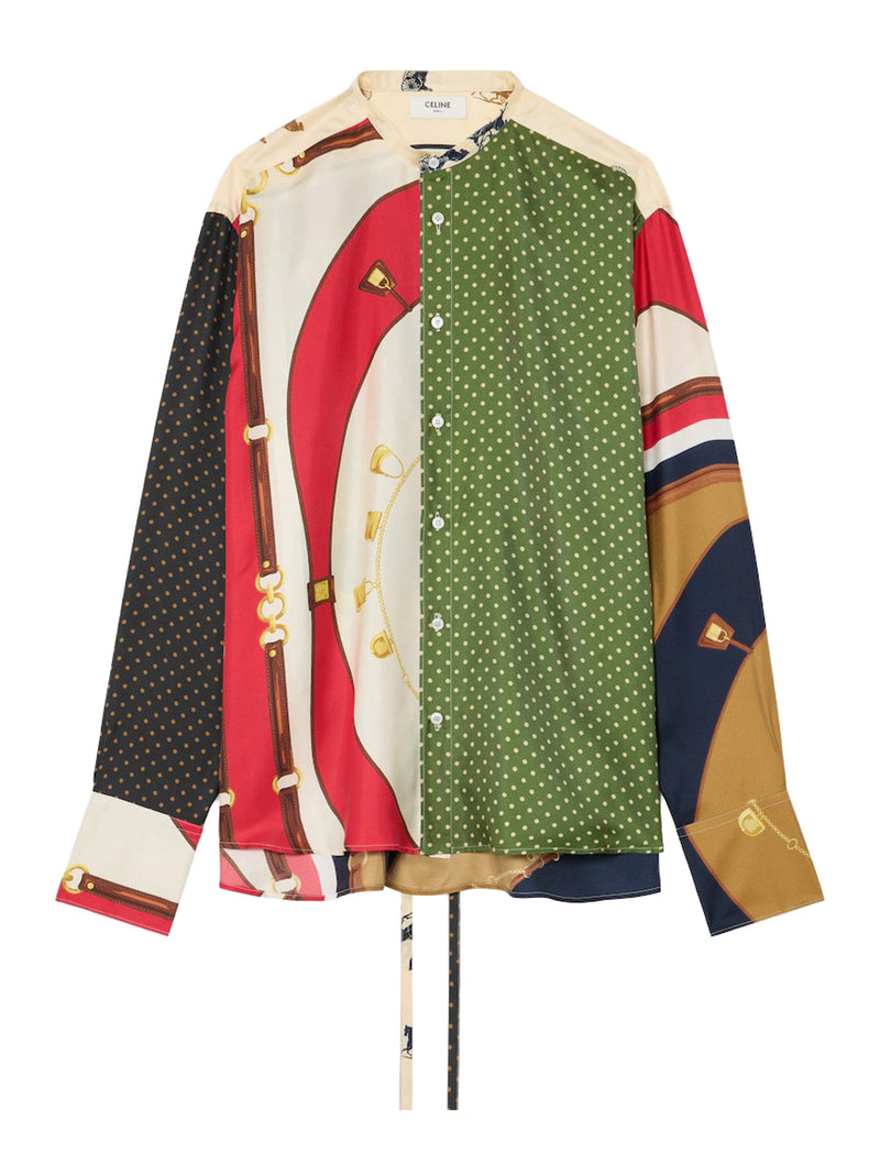 WIDE PRINTED SILK TWILL SHIRT