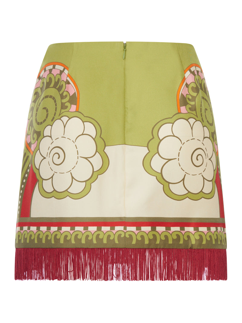 MINI SKIRT WITH SCARF AND FRINGES