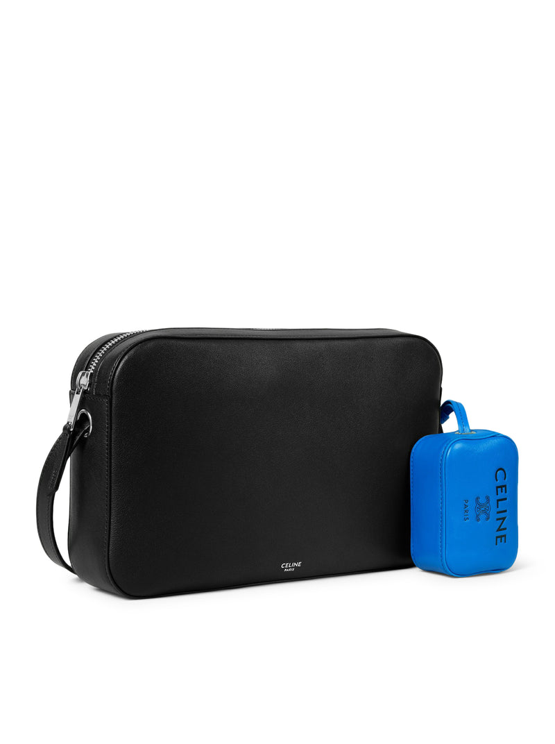SMOOTH CALFSKIN AND LAMBSKIN CHARM MESSENGER BAG
