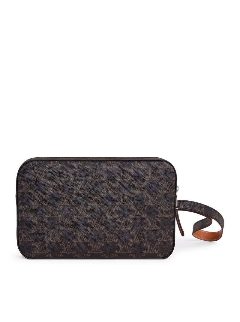 POUCH WITH SHOULDER STRAP IN TRIOMPHE CANVAS AND CALFSKIN