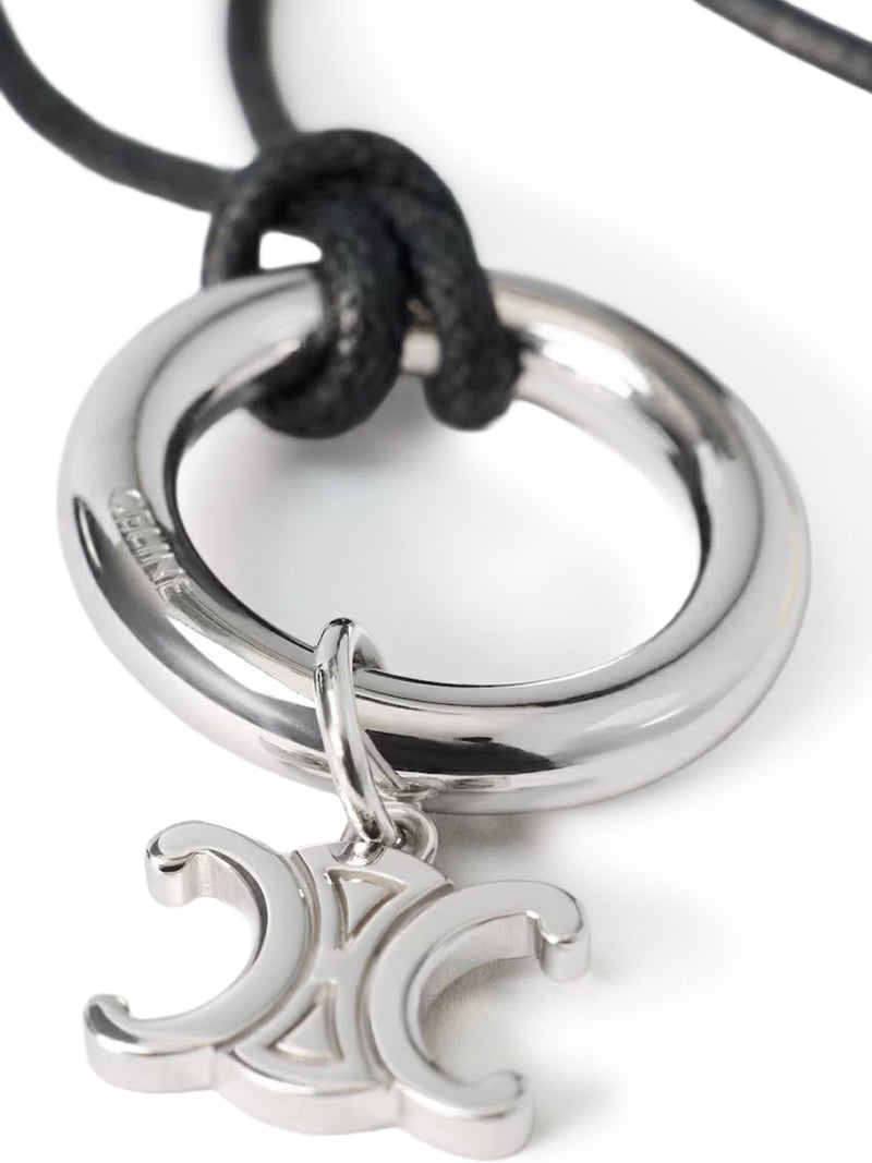 TRIOMPHE CHARMS NECKLACE IN COTTON AND BRASS WITH RHODIUM-PLATED FINISH