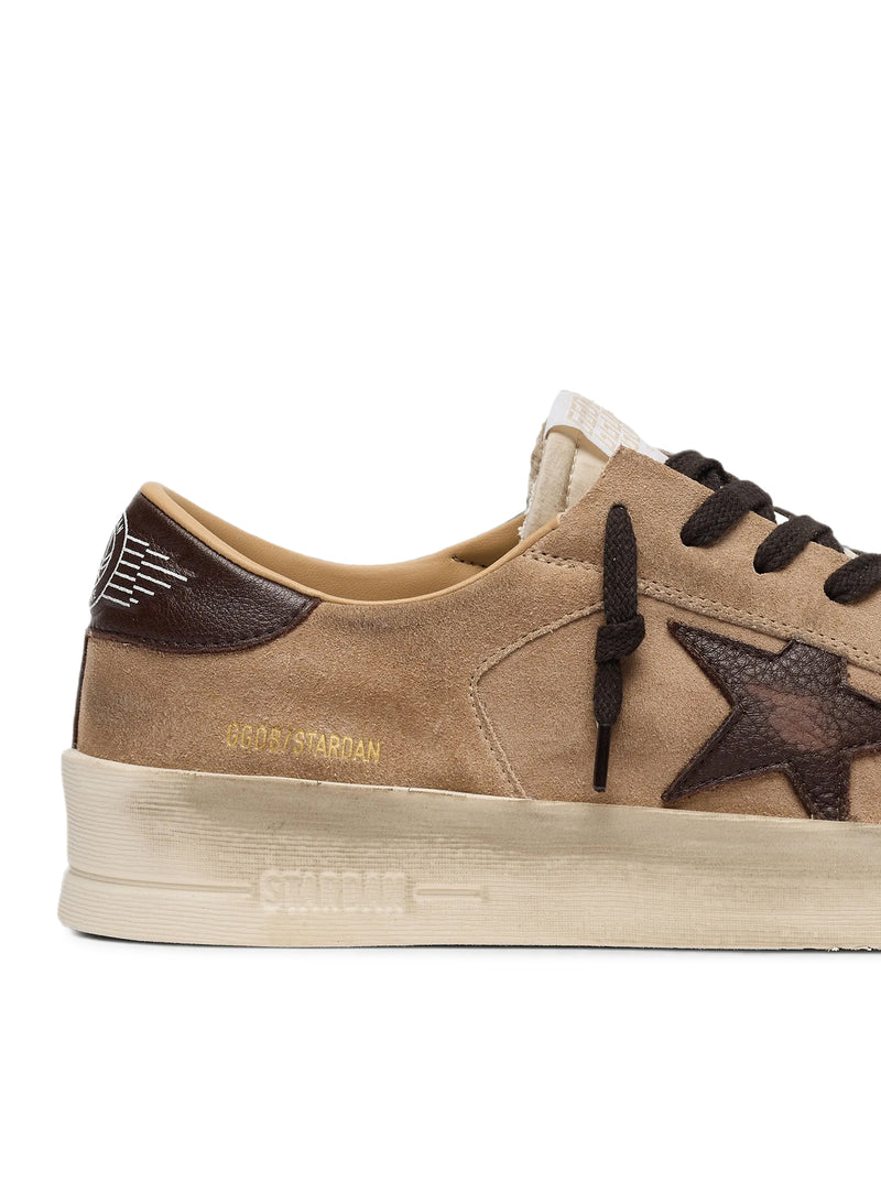 STARDAN MEN`S BEIGE SUEDE SHOES WITH STAR AND BROWN INSERTS
