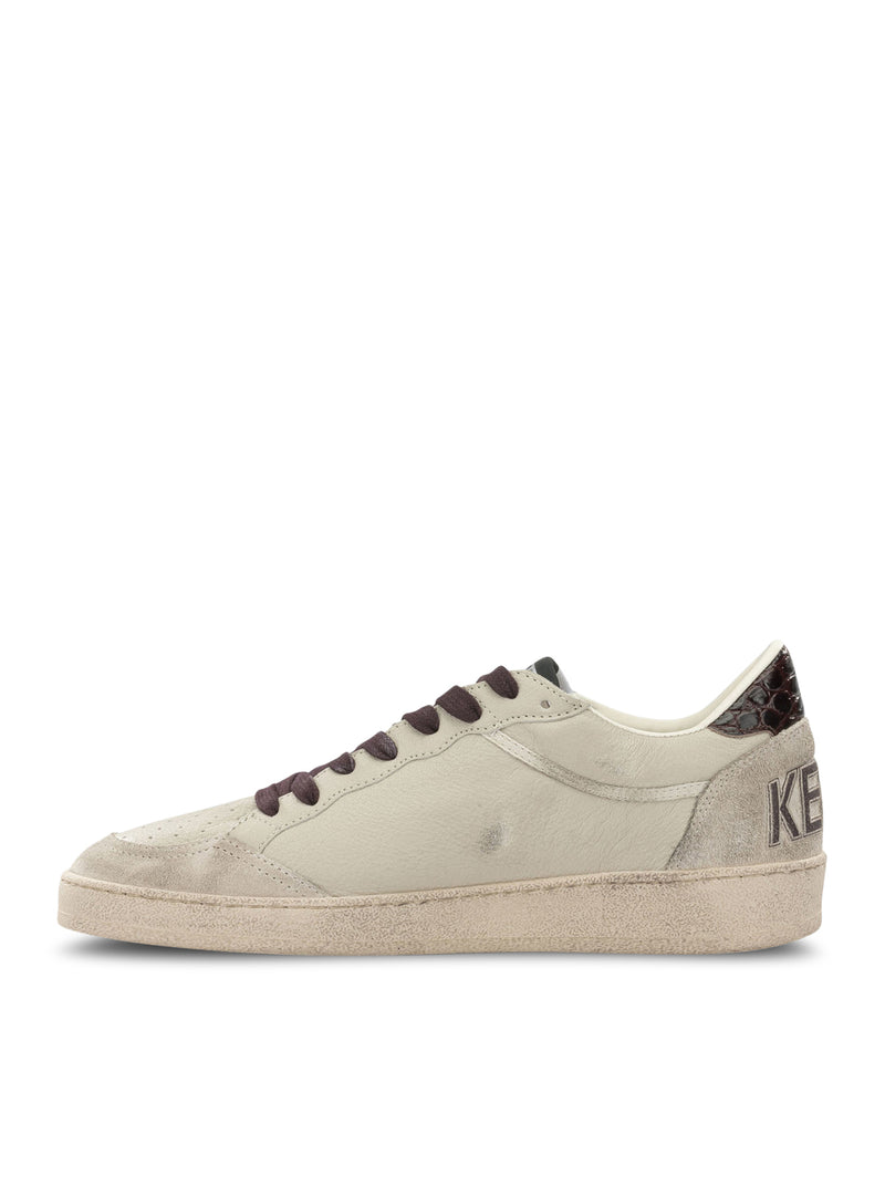 BALL-STAR SNEAKERS IN LEATHER WITH CROCODILE INSERTS