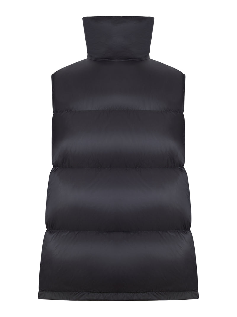 NYLON VEST WITH HIGH COLLAR AND DRAWSTRING
