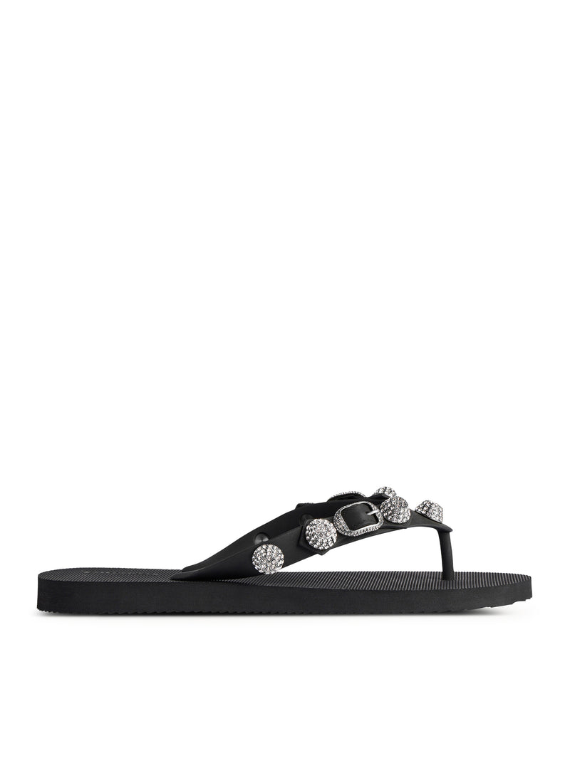 BLACK RUBBER FLIP-FLOPS SLIPPERS