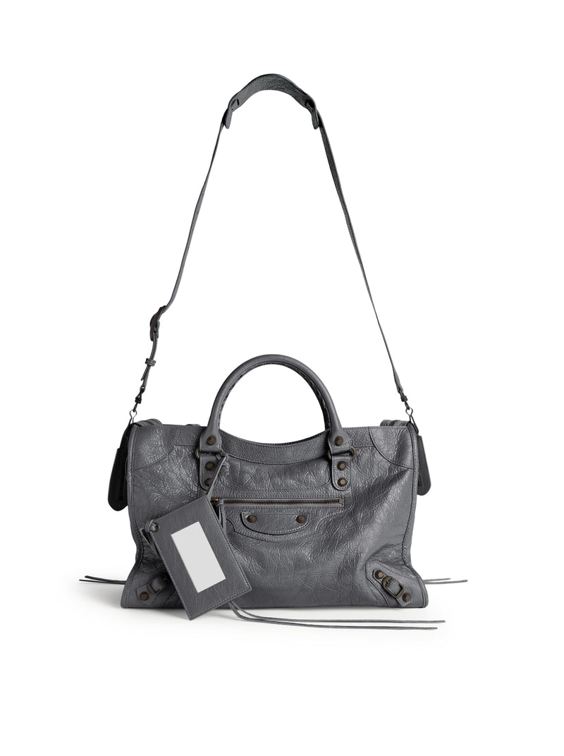 LE CITY MEDIUM BAG IN ARENA LAMBSKIN IN VOLCANIC STONE WITH BRASS FINISHES