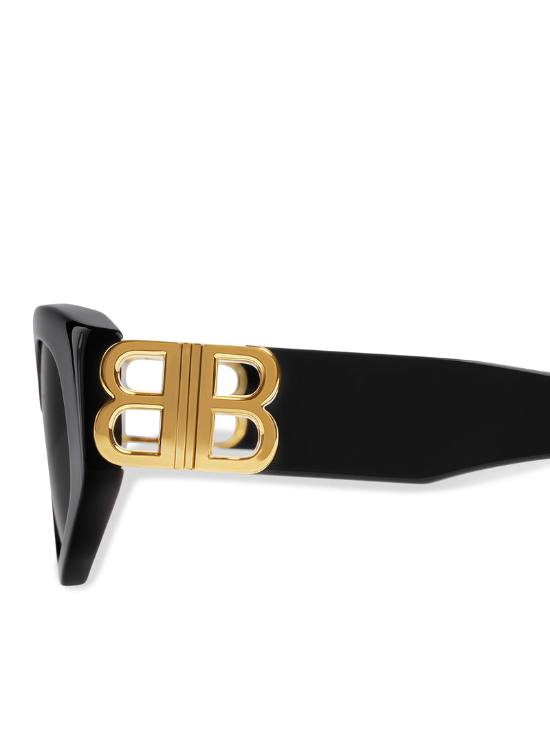 DYNASTY D-FRAME SUNGLASSES IN BLACK ACETATE AND GOLD FINISHES